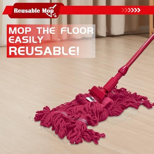 Heavy Duty Wet Industrial Cleaning Mop Head – 21 oz red mop Head Replacement - Image 4