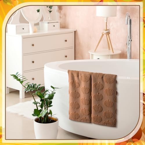 Mindsoft 2 Pcs Fall Hand Towels 3D Pumpkin Jacquard - Image 5