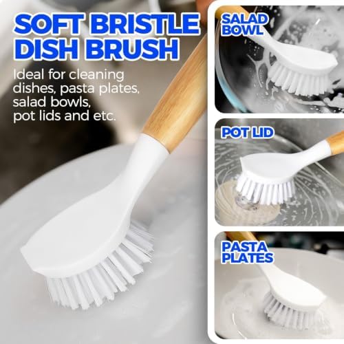 Holikme 6 Pack Dish Brush with Bottle Brush Scrub Brush Straw - Image 2