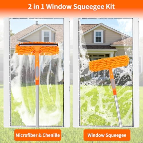 152'' Window Cleaning Kit, 2 in 1 Window Squeegee - Image 3