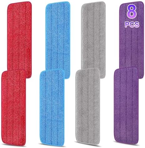 8 Pack 16.5 inch Reusable Mop Pads Microfiber Spray Mop Replacement Heads by H-Gamely