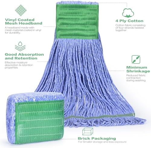 Matthew Cleaning Heavy Duty Mop Head Replacement, 5 Inch Wide Headband - Image 2