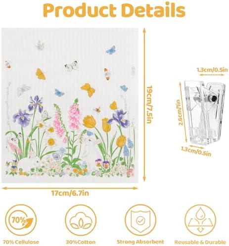 6 Pack Spring Floral Swedish Dishcloths - Image 2