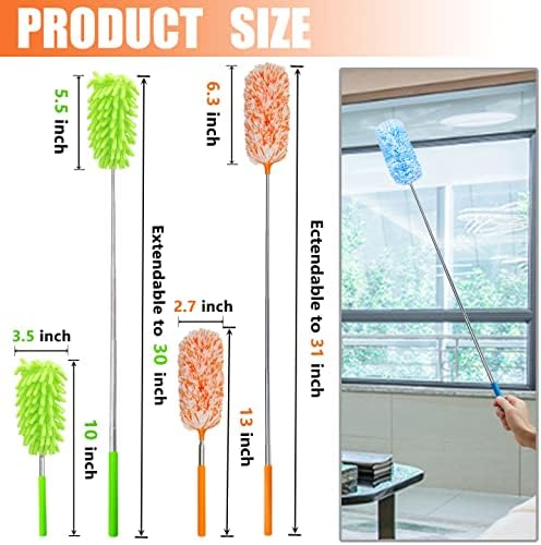 4 pcs Extendable and Washable Microfibre Feather Duster, Microfibre Cleaning - Image 2