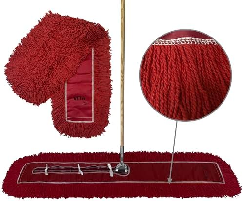 Industrial Dust Mop Kit – Includes 60 Inch Red Twisted Closed Loop Mop Head by Direct+Mop+Sales