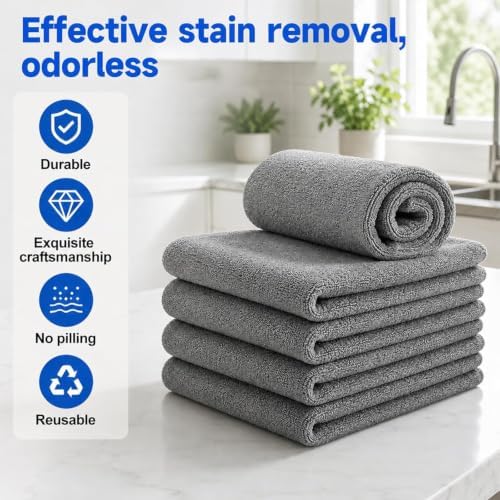 5 Pack Genie Cloth Magic Cloth, Microfiber Cleaning Cloths, Lint Free Reusable - Image 2
