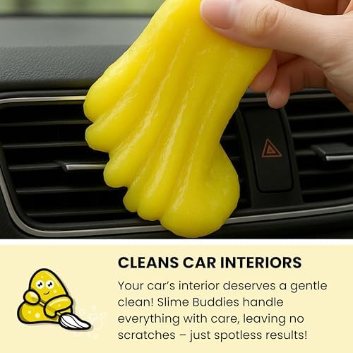 Slime Buddies Car Detailing Slime, Lemon 3 Pack, Reusable Dust Remover - Image 3