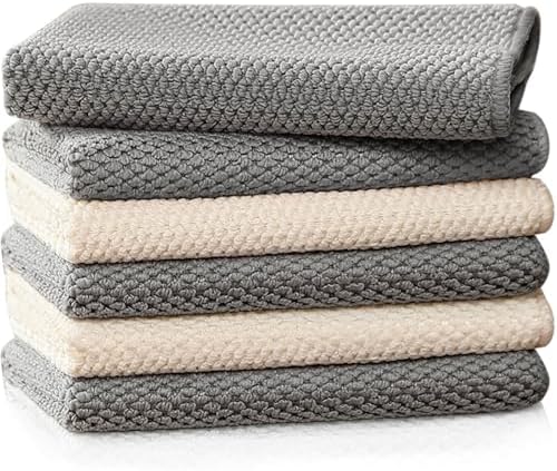 Barista Microfiber Towels 6-Pack, Coffee Cloths 12"x12" by EubooTree
