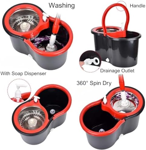 Spin Mop and Bucket with Wringer Set, 360° Rotating Mop System - Image 3