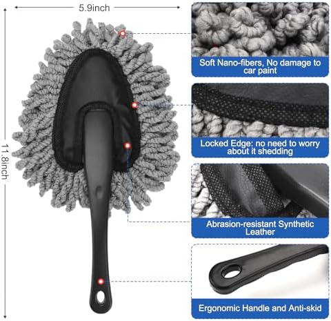 Car Interior Duster Detailing Brush Set Cleaning Gel Kit, Soft Microfiber - Image 2