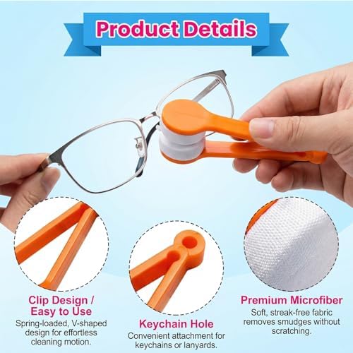 Houlishu10PCS Mini Eyeglass Cleaner Brush, Portable Microfiber Sunglasses - Image 5