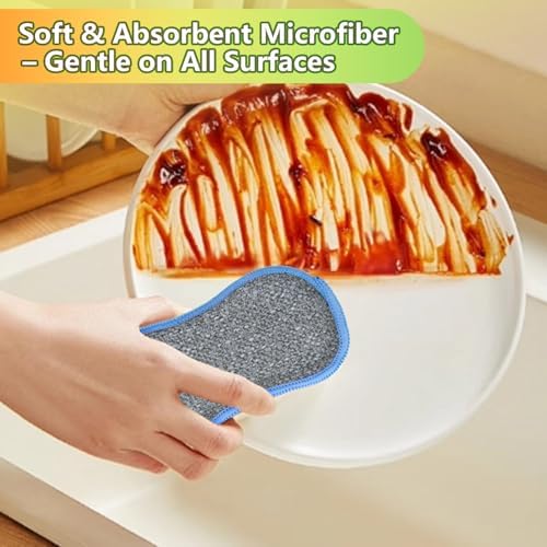 GLIMGLINT 12 Pack Dish Sponges Kitchen, Non-Scratch Microfiber Sponges - Image 4