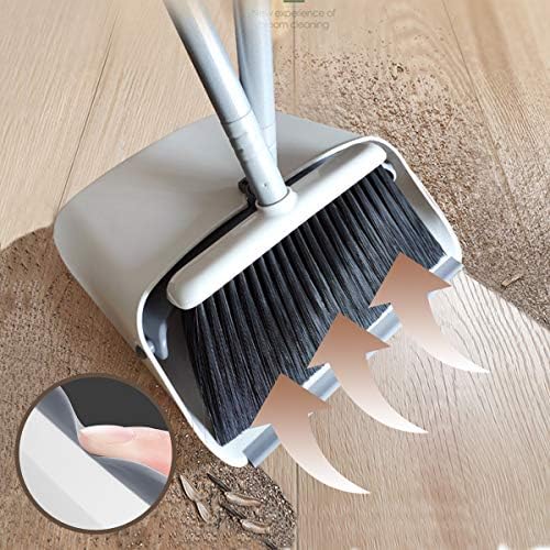 Broom and Dustpan Set, JEHONN Long Handle Lightweight Broom Set Upright - Image 3