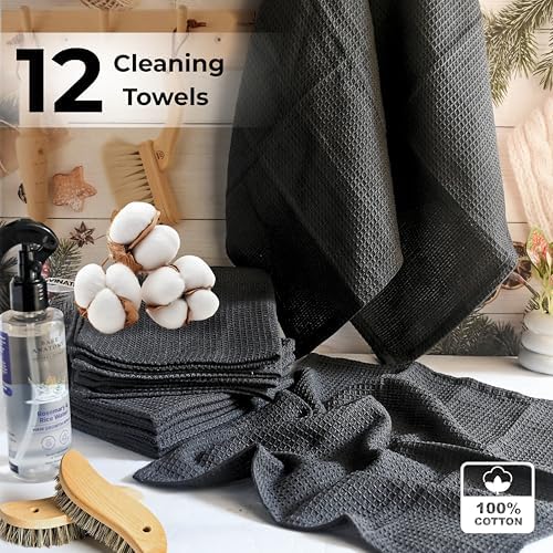 Dark Gray Cotton Cleaning Rags For Housekeeping - Image 2