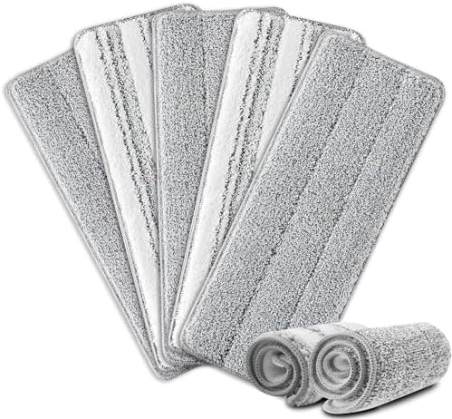 Flat Mop Pads, 5 Pack 13" X 4.9" Flat Mop Microfiber Mop Head/Refill/Pad by HiBaby