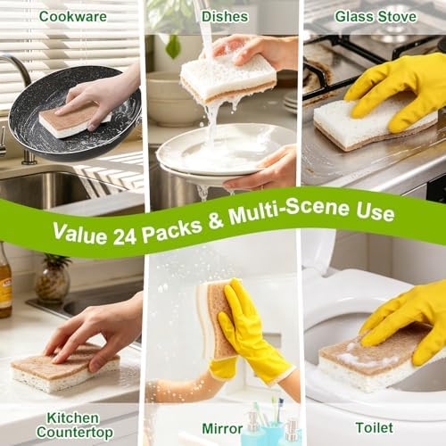 HOMEXCEL Kitchen Dish Sponges, 24 PK Non Scratch Natural Sponge - Image 7