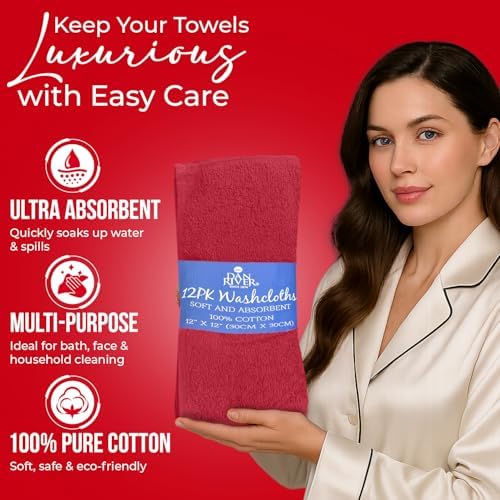 DAN RIVER 12 Pack Cotton Wash Cloths Set - Image 4
