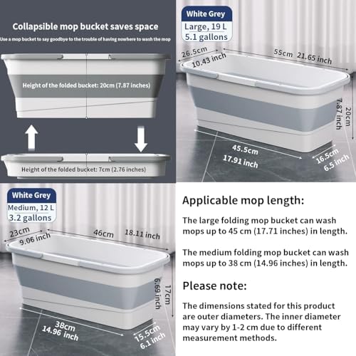Collapsible Mop Bucket - 12L 3.2 Gallon Rectangular Foldable Bucket - Image 2