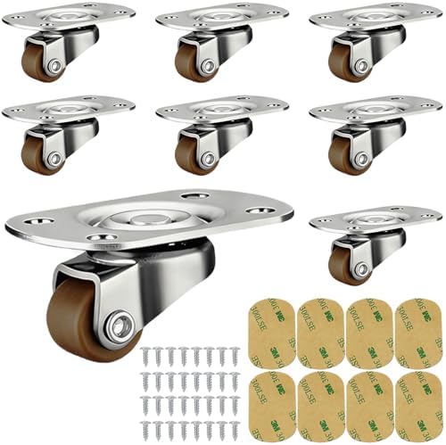 1/2 Inch Mini Swivel Caster Wheels Set of 8, 360° Ball Bearing Quiet Rolling by Besimple