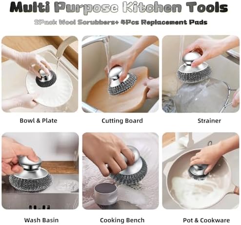 6 Pcs Steel Wool Scrubber Stainless Steel Scrubber - Image 4
