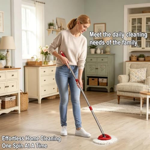 12PCS Spin Mop Replacement, 100% Microfiber, Machine Washable, 360° Rotation - Image 6