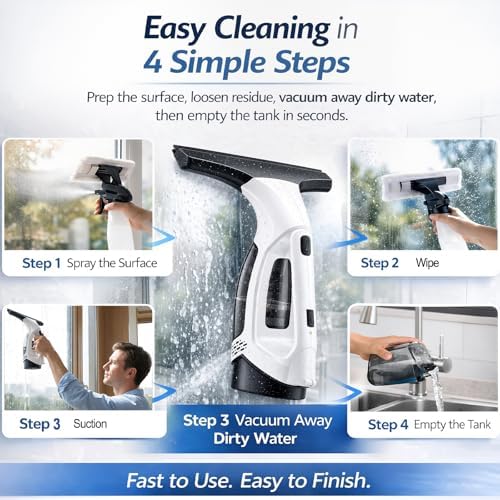 Window Vacuum Squeegee Cordless Electric 2000Pa - Image 4
