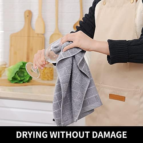 Homaxy 100% Cotton Terry Kitchen Towels, 4 Pack, Light Grey - Image 4