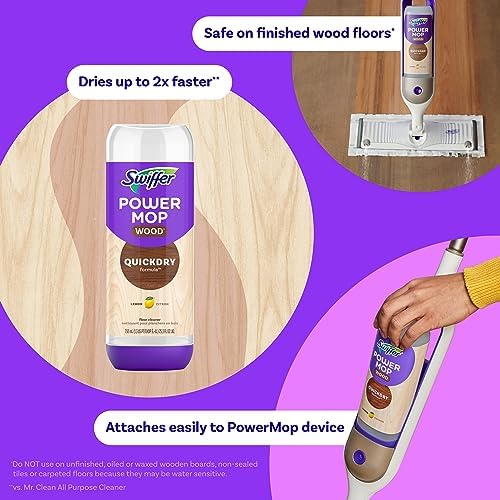Swiffer Power Mop Wood Refill Solution, QuickDry Hardwood Floor Cleaner - Image 4
