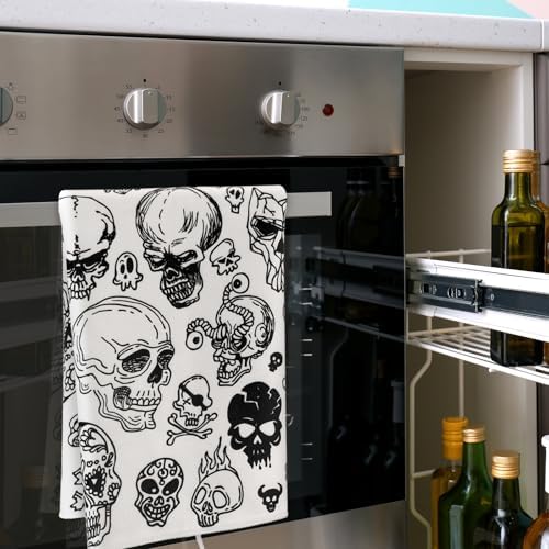 Bencailor 6 Pcs Halloween Kitchen Towels, Spooky Skeleton Dish Towel - Image 4