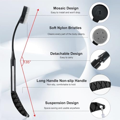 Gobiteli Back Scrubber for Shower, 20.5" Long Handle Shower Brush for Body for - Image 2