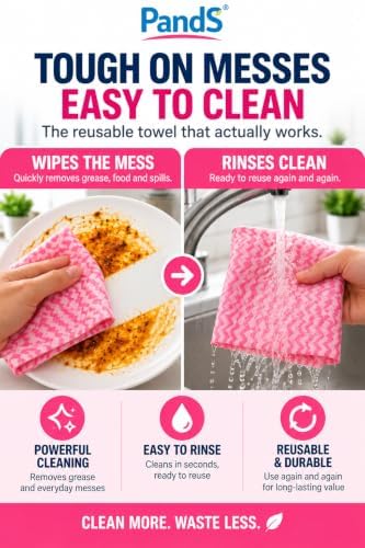 Reusable Paper Towels, 2 Rolls 120 Sheets, Washable Kitchen Cleaning Wipes - Image 5