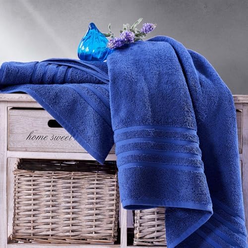 Hawmam Linen Bath Sheets Extra Large, Turkish Cotton, 2 Pack, Royal Blue - Image 5