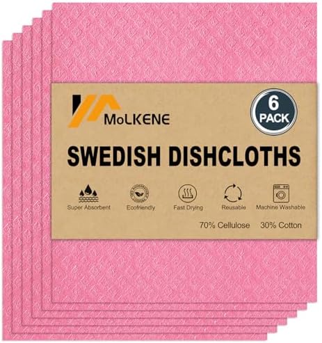 MoLKENE Swedish Dishcloths for Kitchen, 6 Pack Reusable Paper Towels by MoLKENE