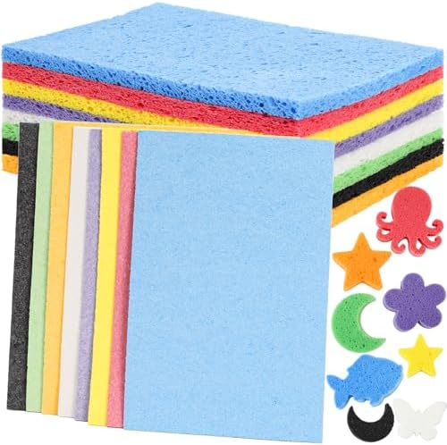 ZOOFOX 16 Pieces Cellulose Sponge, Easy-to-Cut Colorful Sponges by zoofox