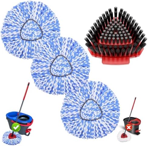 4 Pack Spin Mop Replacement for O Cedar RinseClean 2-Tank-3Heads +1Brush by Fatmass