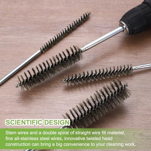 HARFINGTON 4pcs Wire Bore Brush Set 8 Inch Length 1.6 Inch Shank Stainless - Image 5