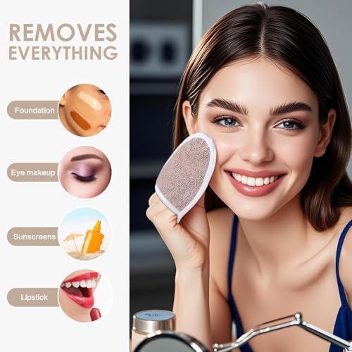 SINLAND Reusable Makeup Remover Pads Brown 12 Pack - Image 4