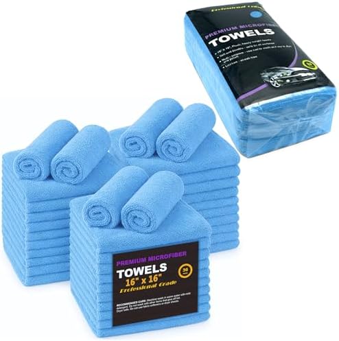 Blue Large Microfiber Cleaning Towels, Household and Commercial by BlueHorizon
