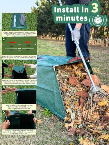 57 Gal Dustpan Yard Waste Bags Heavy Duty Reusable - Image 2