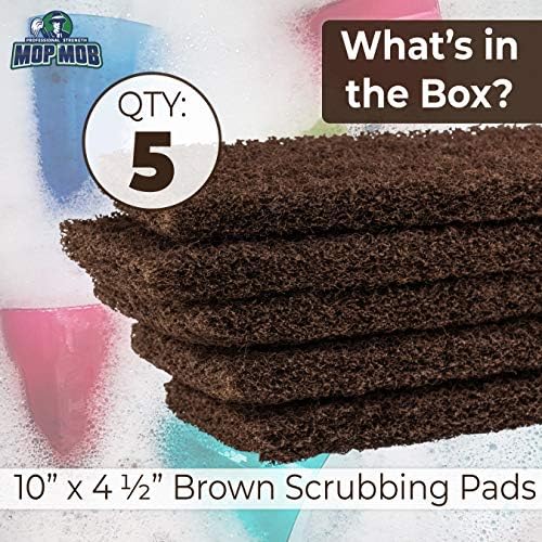 Heavy Duty XL Brown Scouring Pad 5 Pack. 10 x 4.5in Large Multipurpose Nylon - Image 3