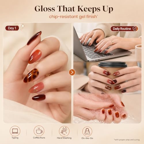 Beetles Jelly Tortoise Fall Gel Nail Polish Set 6 Transparent Fall Colors - Image 4