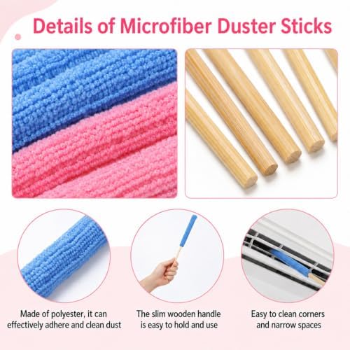 12 Pcs Microfiber Detail Duster Sticks, Mini Crevice Cleaning Tool - Image 3