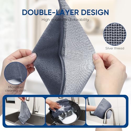 Forggon Non Scratch Wire Dishcloth, New Upgrade 2-Layer, 9.05"X10.6" - Image 5