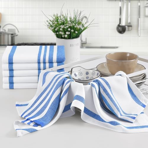 Homaxy Premium Cotton Stripe Kitchen Towels 8 Pack - Image 5