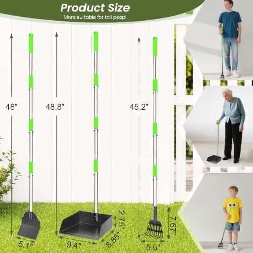 T2Y Pooper Scooper Extra Long Handle, Rake+Tray+Spade Set - Image 2