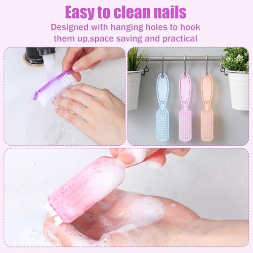 100 Pcs Nail Scrub Brushes Bulk Set, 5 Assorted Colors Handle Grip Nail Brushes - Image 3