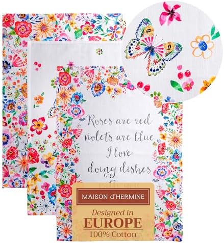 Maison d' Hermine Kitchen Towels Set of 3 Reusable 100% Cotton 27.50" x 20" by MaisondHermine