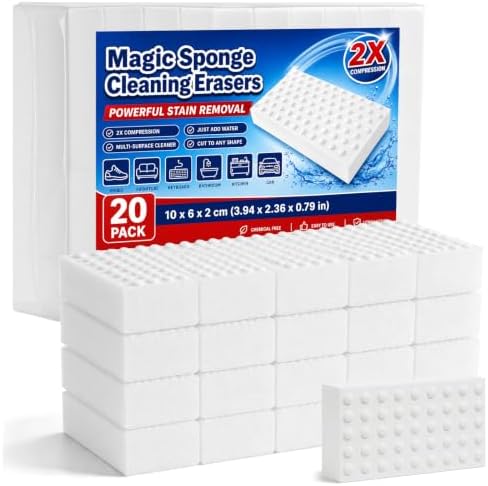 20 Pack 2X Compressed Magic Eraser Sponge, Thick Melamine Cleaning Sponge by Forujx