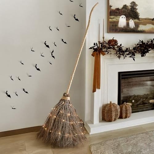 Halloween Decorations Fall Decor - 6FT Giant Handmade Real Twig Witch Broom - Image 6