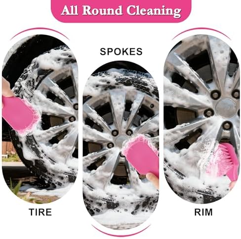 Pink Tire Brush, Soft Flagged-Tip Wheel Cleaning Brush - Image 4